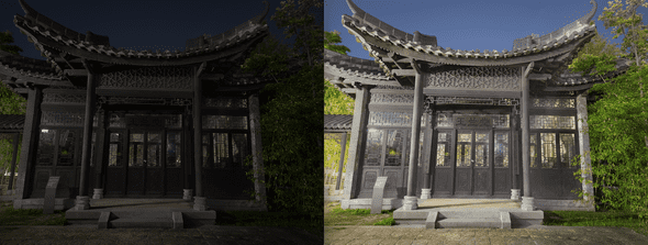 좌: 생성된 이미지, 우: 원본 HDR 이미지